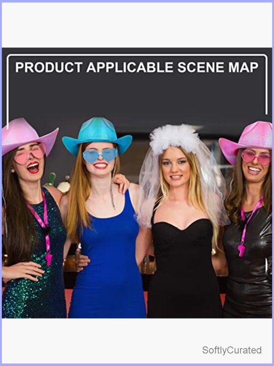 Holographic Space Cowgirl Hat with Rimless Heart Sunglasses Set main image 2